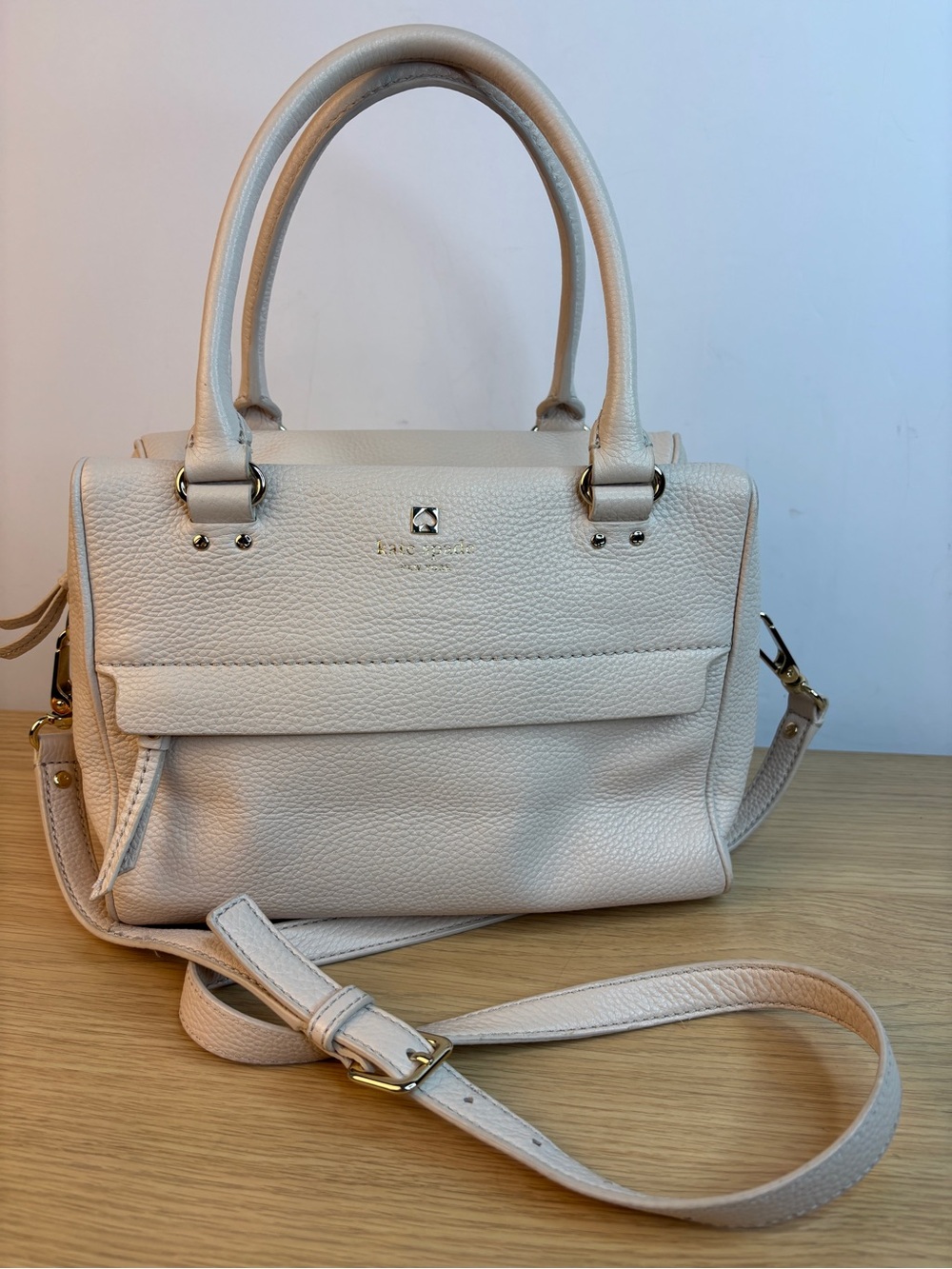Kate Spade Grant Park Hadley Cream Pebbled Leather Satchel